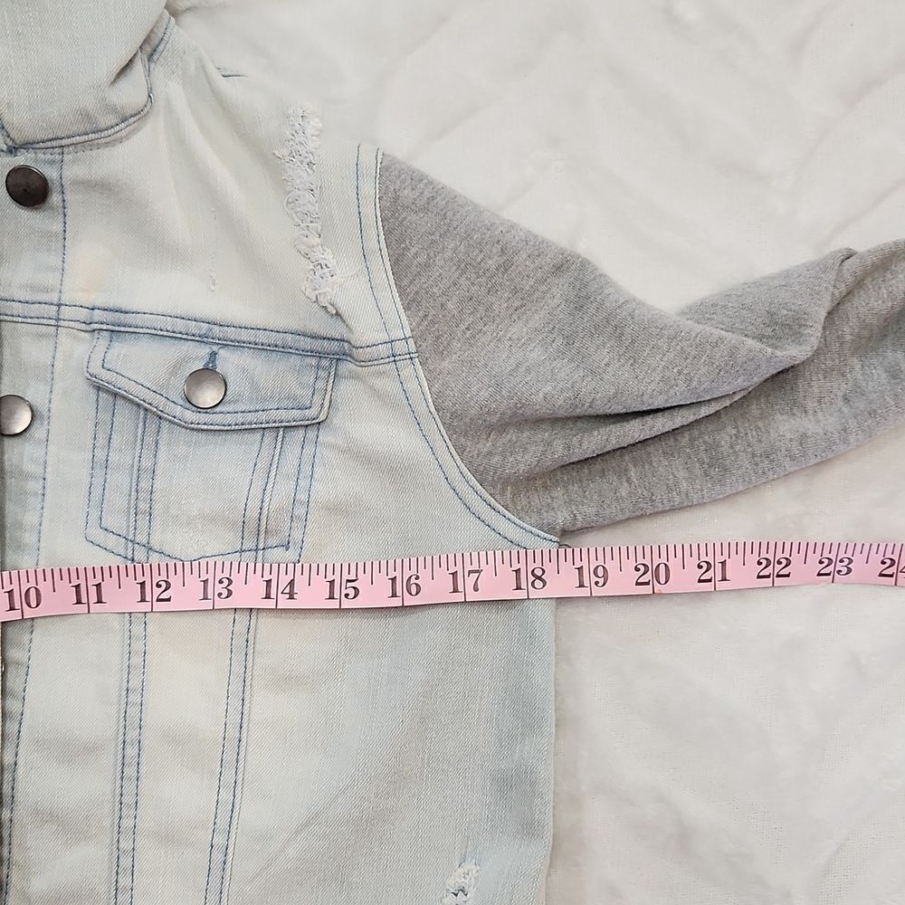 Weissman Hooded Denim Jacket Costume Layered Gray Hoodie Youth SA - Picture 8 of 12